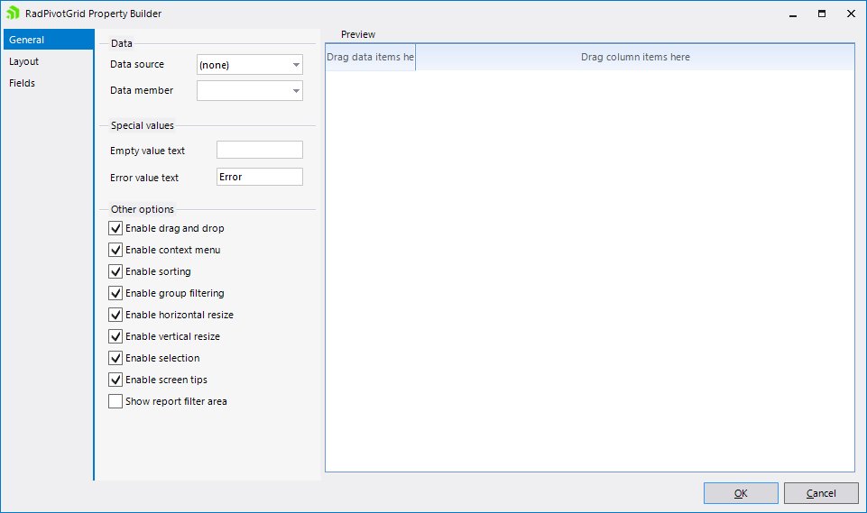 WinForms RadPivotGrid Property Builder