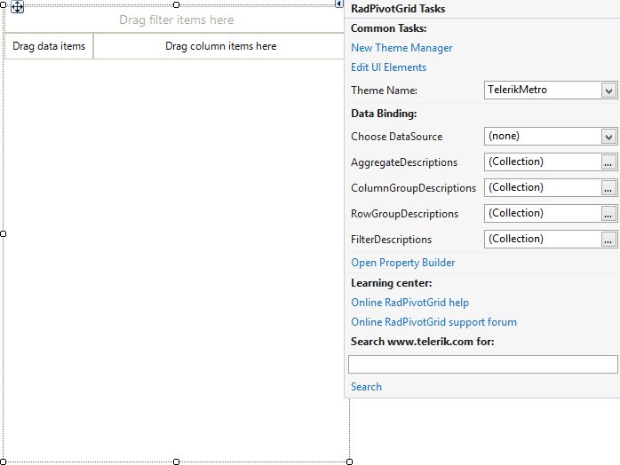 WinForms RadPivotGrid Smart Tag