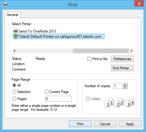 WinForms RadPivotGrid Print Dialog