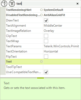 WinForms RadPropertyGrid Filtering