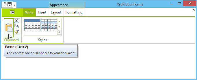 WinForms RadRibbonBar RibbonBar Screen Tips