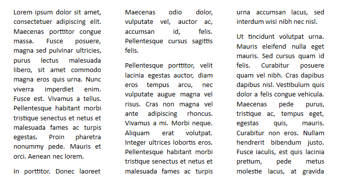 WinForms RadRichTextEditor Text laid out in columns
