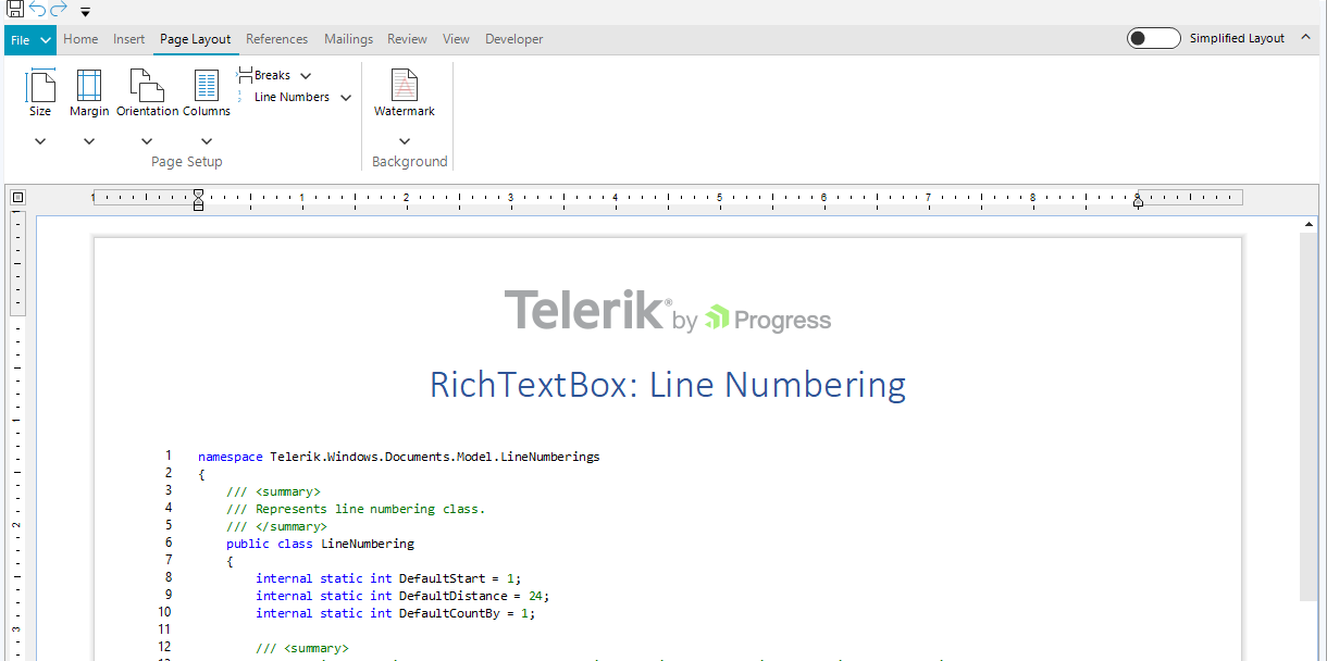 Line Numbering in RadRichTextBox