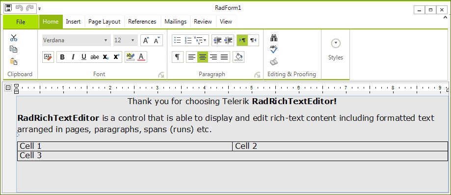 WinForms RadRichTextEditor DocumentLayoutMode Flow