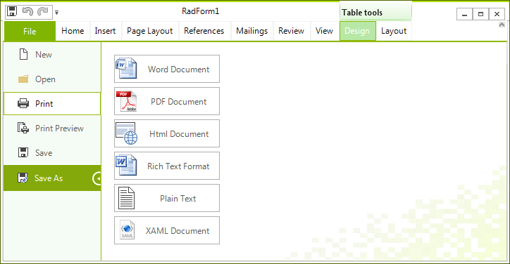 WinForms RadRichTextEditor Printing Option