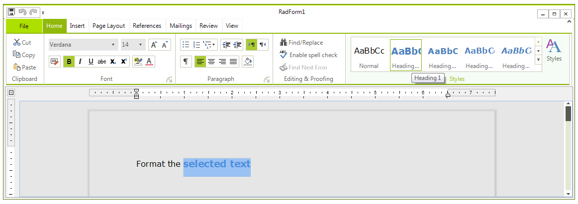 WinForms RadRichTextEditor Style