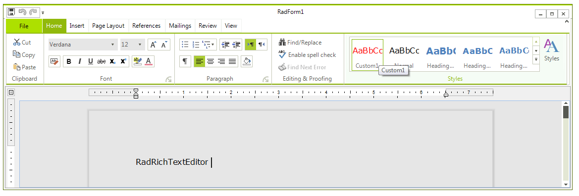 WinForms RadRichTextEditor Select Custom Style