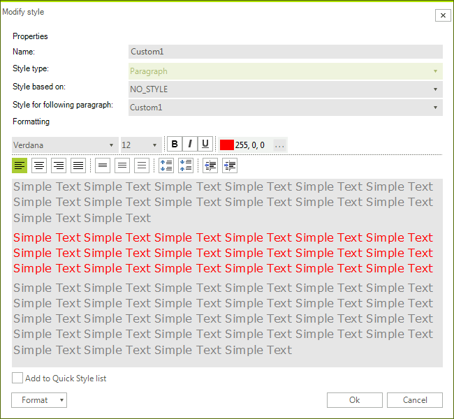 WinForms RadRichTextEditor Modify Style Dialog