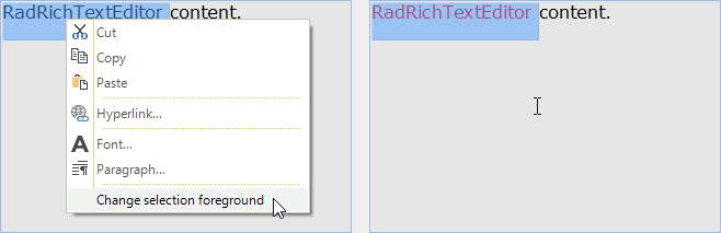 WinForms RadRichTextEditor Changing Text Color