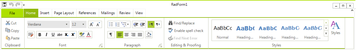 WinForms RadRichTextEditor RadRichTextEditorRibbonUI Overview