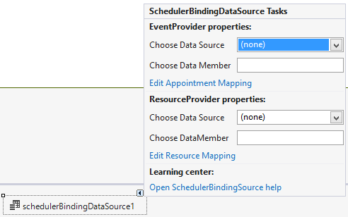 WinForms RadScheduler SchedulerBindingDataSource Smart Tag