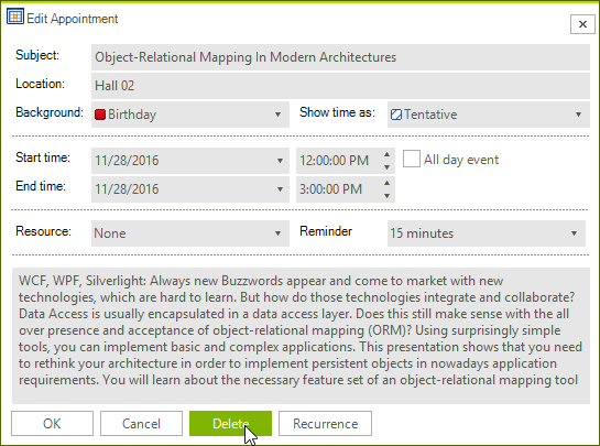 WinForms RadScheduler Deleting an Appointment