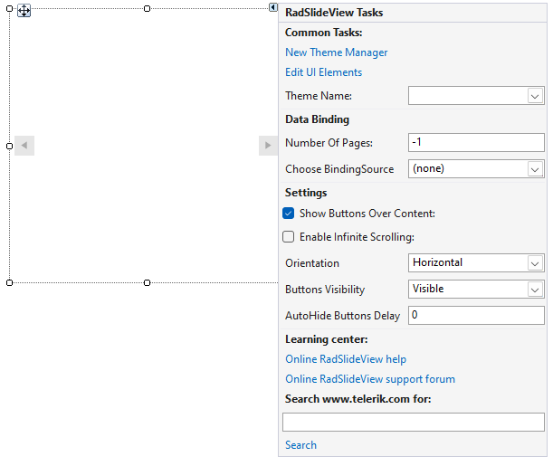 WinForms SlideView Smart Tag