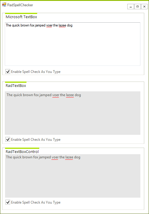 WinForms RadSpellChecker As-You-Type