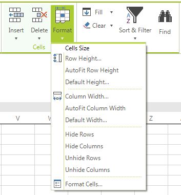 WinForms RadSpreadsheet Hide with the Ribbon and the Context Menu