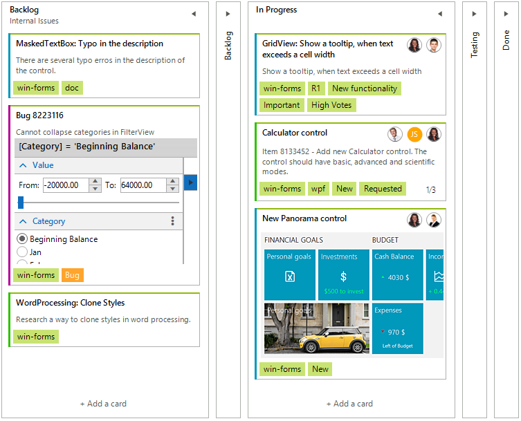 WinForms RadTaskBoard Overview