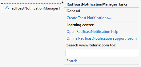 WinForms RadToastNotification Smart Tag