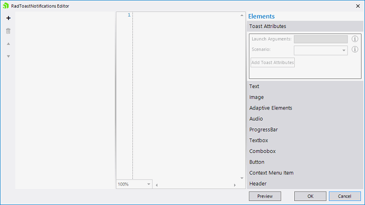 WinForms RadToastNotifications Editor