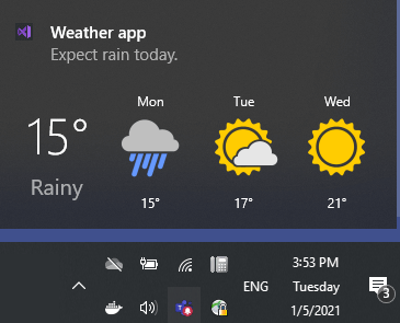 WinForms Toast Notification Overview Weather