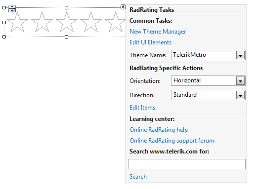 WinForms RadRating Smart Tag