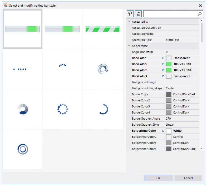 WinForms RadWaitingBar Design Time