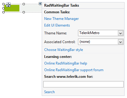 WinForms RadWaitingBar Smart Tag