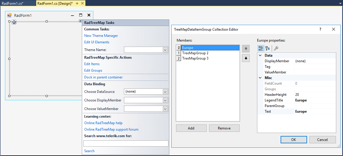 WinForms RadTreeMap TreeMapDataItemGroup Collection Editor