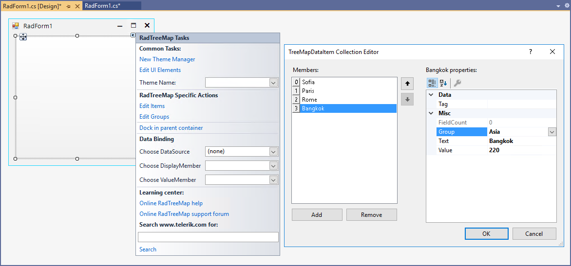 WinForms RadTreeMap Edit Items Option