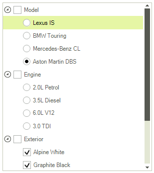 WinForms RadTreeView Mixed Check Boxes and Radio Buttons