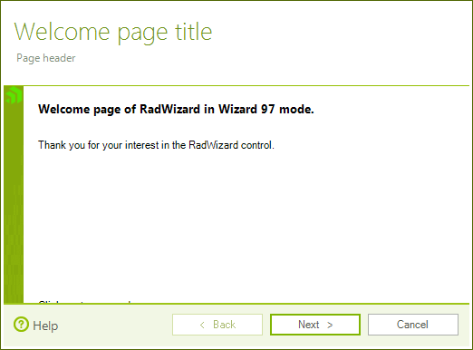 WinForms RadWizard Wizard97