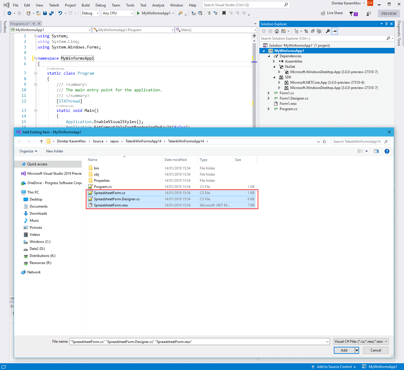 zero install command winforms gui