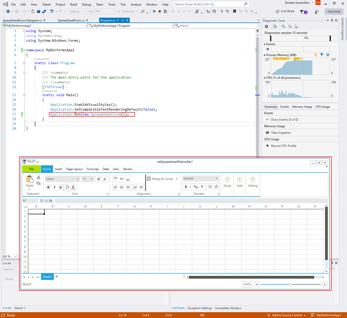 visual studio winforms workload