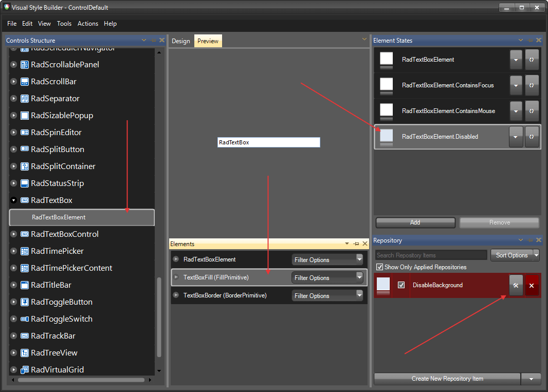 WinForms RadTextBox Visual Style Builder