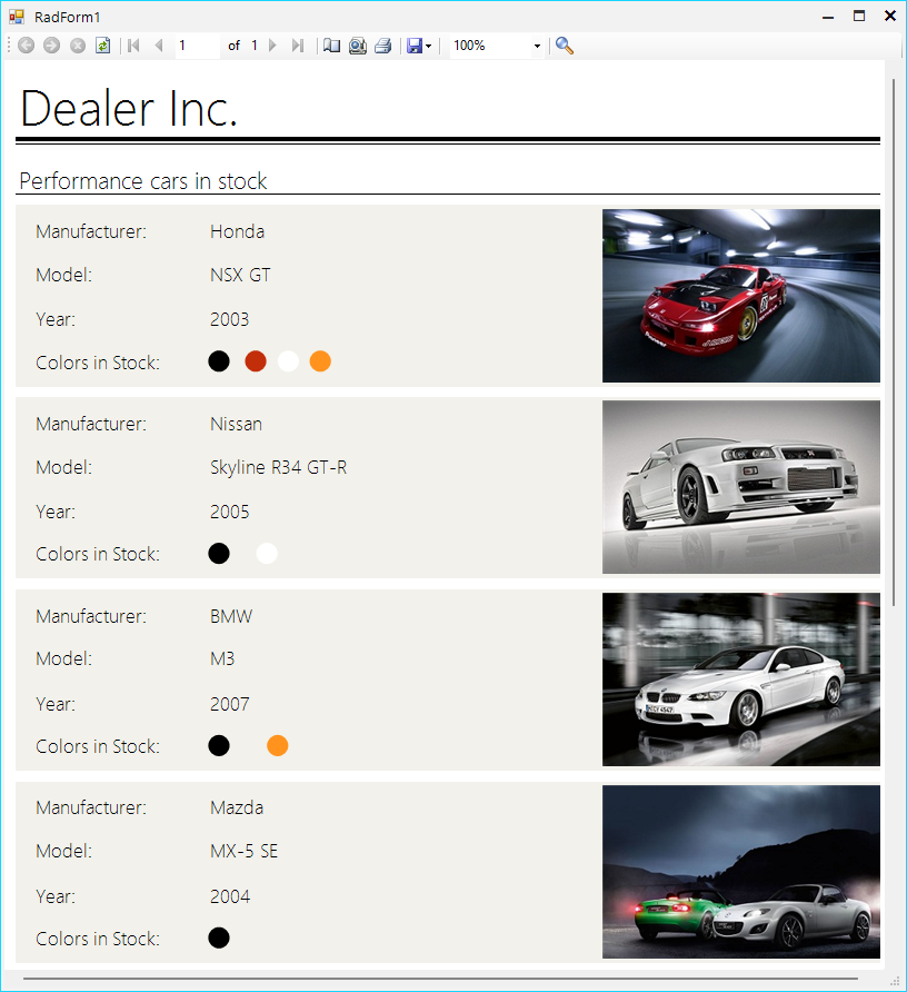 Telerik ReportViewer Form