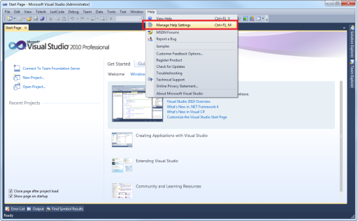 Installing local documentation for MS Help viewer (Help3) in Visual Studio  2010 - Telerik UI for WinForms