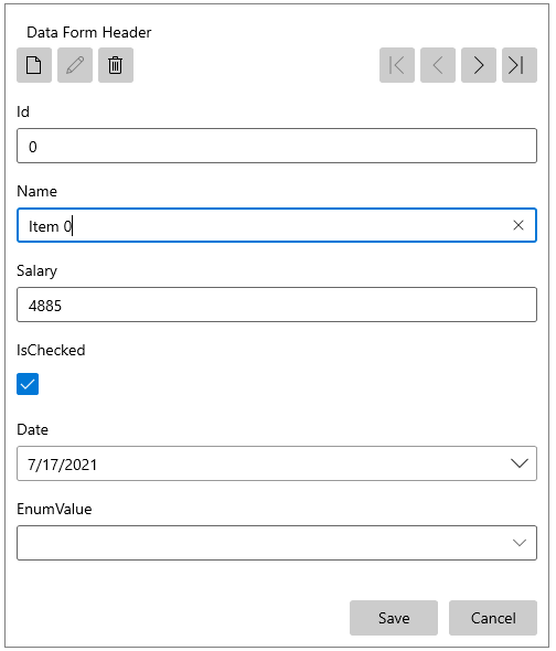 WinUI RadDataForm RadDataForm with Default EditMode