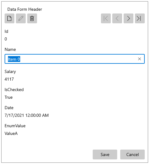 WinUI RadDataForm RadDataForm with Single EditMode