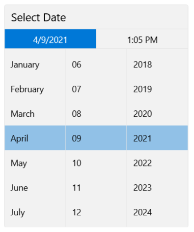 WinUI RadDateTimePicker 