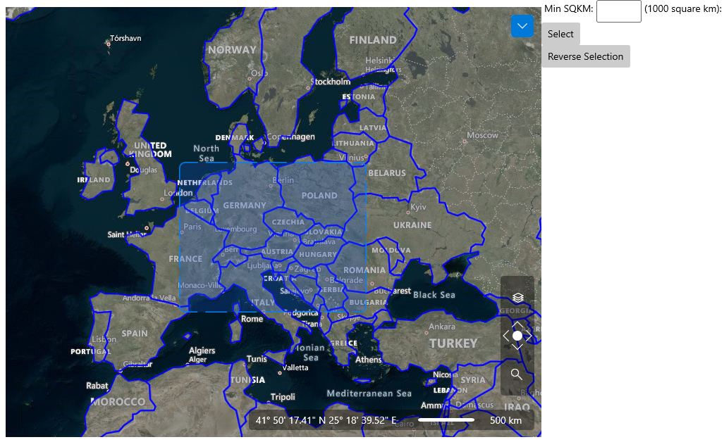 WinUI RadMap Rad Map Features Virtualization Layer Items Selection 6