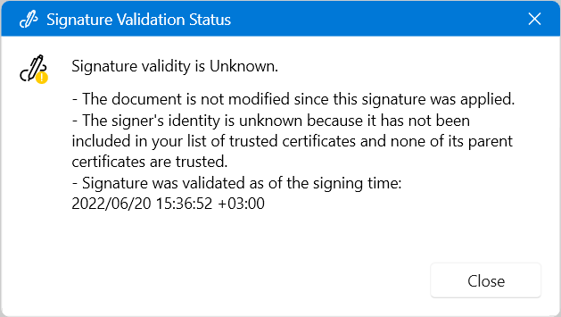Signature Properties Dialog in PdfViewer