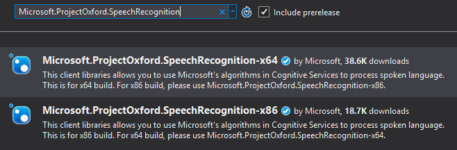 Add the Microsoft.ProjectOxford.SpeechRecognition NuGet Package
