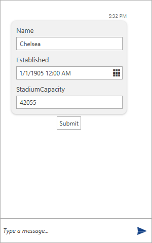 Defining DataFormMessage