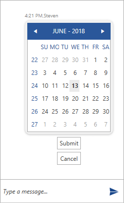 CalendarMessage with CancelResponseAction