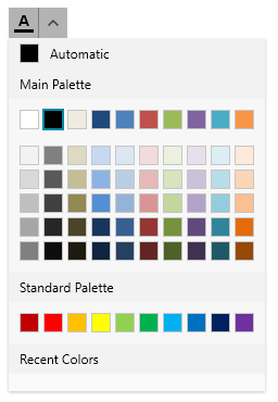 A picture showing RadColorPicker with custom palette header texts