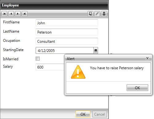 WPF RadDataForm with RadWindow Alert