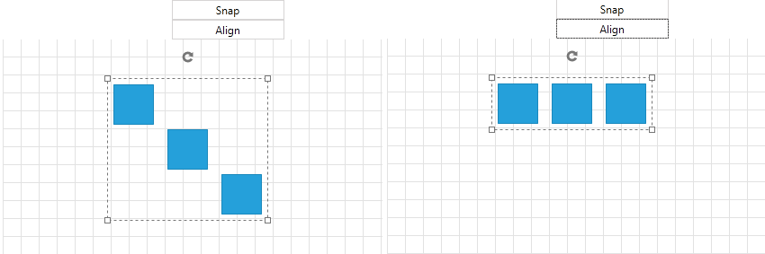 raddiagram features align and snap to grid