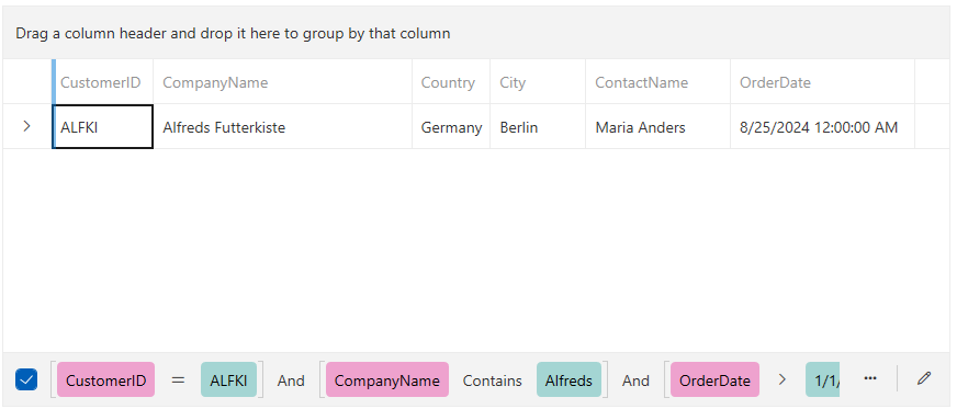 Image showing the filter editor panel with hidden close button