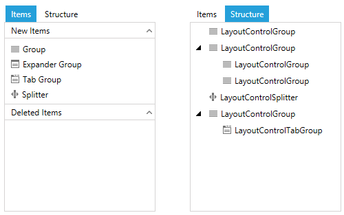 WPF RadLayoutControl LayoutControlToolBoxView