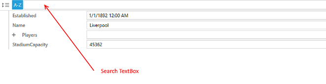 Rad Property Grid Search TextBox