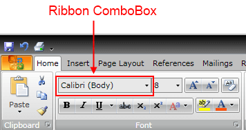 WPF RadRibbonView Ribbon ComboBox